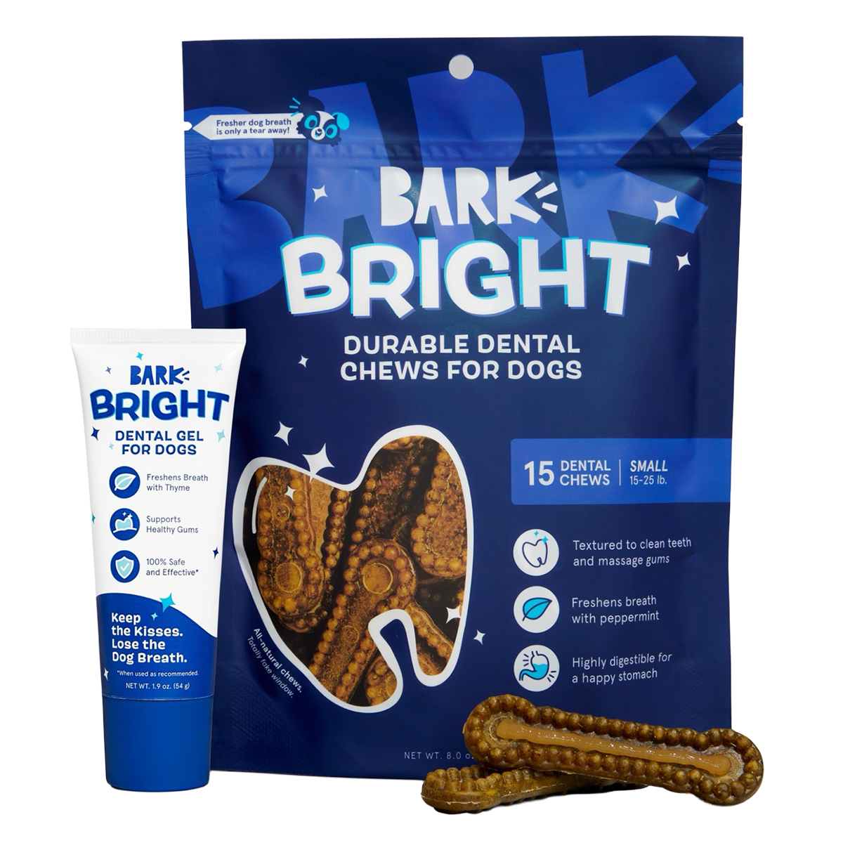 Kit dental «Bright Durable», 15 golosinas masticables + pasta de dientes